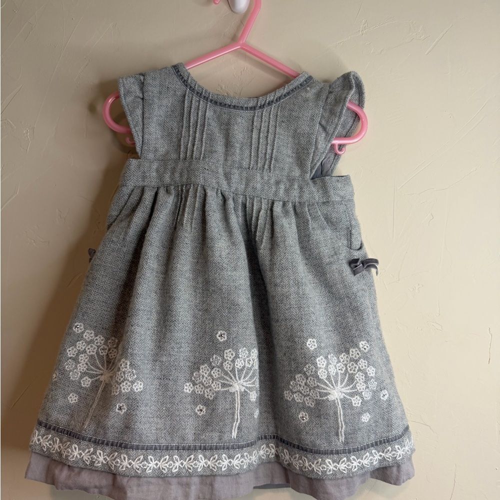 Monsoon Gray Kids Dress with White Floral Design